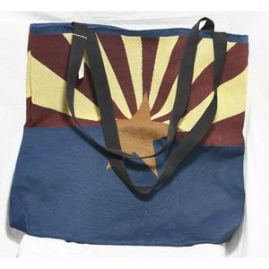 Arizona Flag Tote Bag -Canvas Bag 17x1 6 1/2 inches -Blue- Tan- Gold- Burgundy
